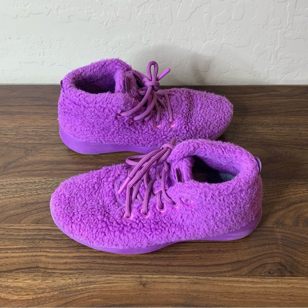 Allbirds Wool Runners Up Faux Sherpa Fuzzy Purple Lace Up Sneakers Womens Size 8
